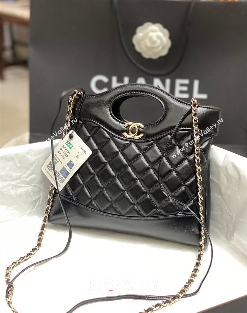 Chanel 31 Bag Shiny Lambskin Mini Shopping Bag AS4133 Black 2024 (yezi-240517070)