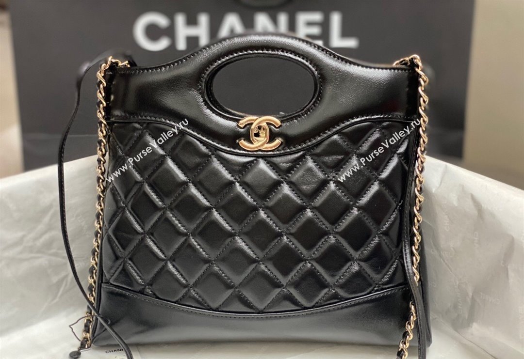 Chanel 31 Bag Shiny Lambskin Mini Shopping Bag AS4133 Black 2024 (yezi-240517070)