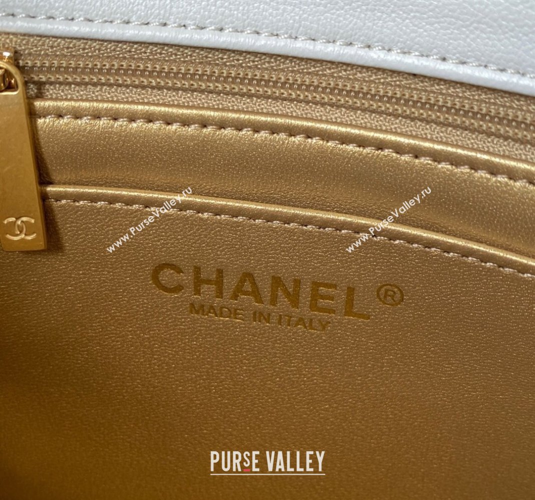 Chanel Lambskin Mini Square Flap Bag with Gold-Tone Metal Ball AS1786 White 2024 (yezi-240517109)