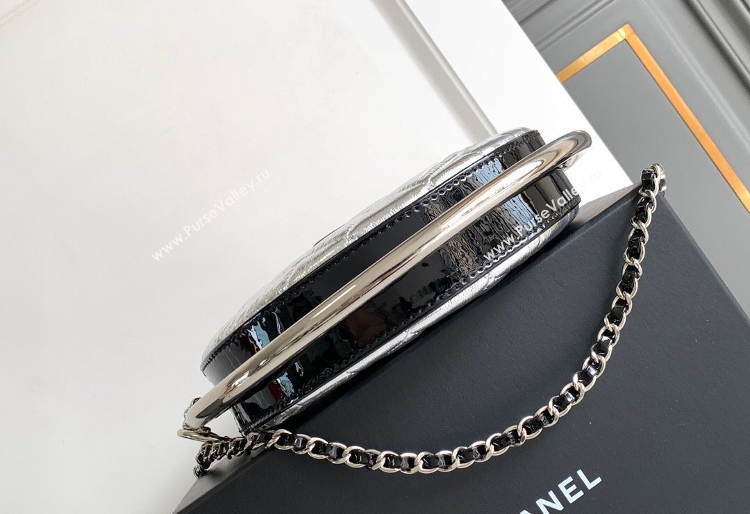 Chanel Tellurion Silver Calfskin Large Evening Bag with Chain 2024 (yezi-240517118)