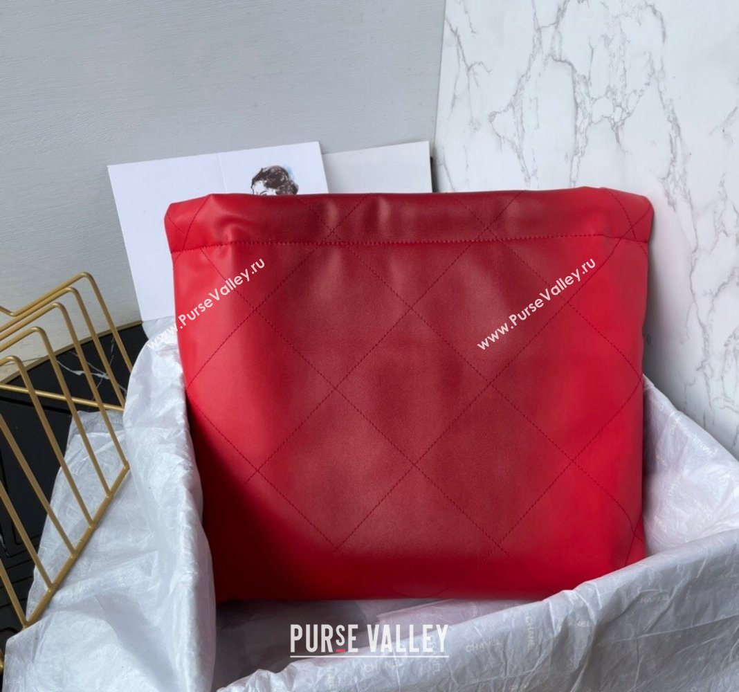 Chanel 22 Shiny Calfskin Small Shopping Bag AS3260 Red 2024 0517 (yezi-240517028)