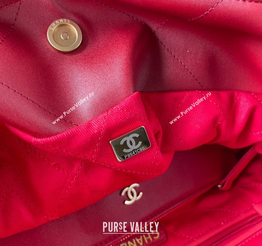 Chanel 22 Shiny Calfskin Small Shopping Bag AS3260 Red 2024 0517 (yezi-240517028)