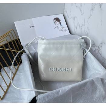 Chanel 22 Patent Gradient Calfskin Lacquered Metal Mini Shopping Bag AS3980 White/Light Grey 2024 (yezi-240517022)