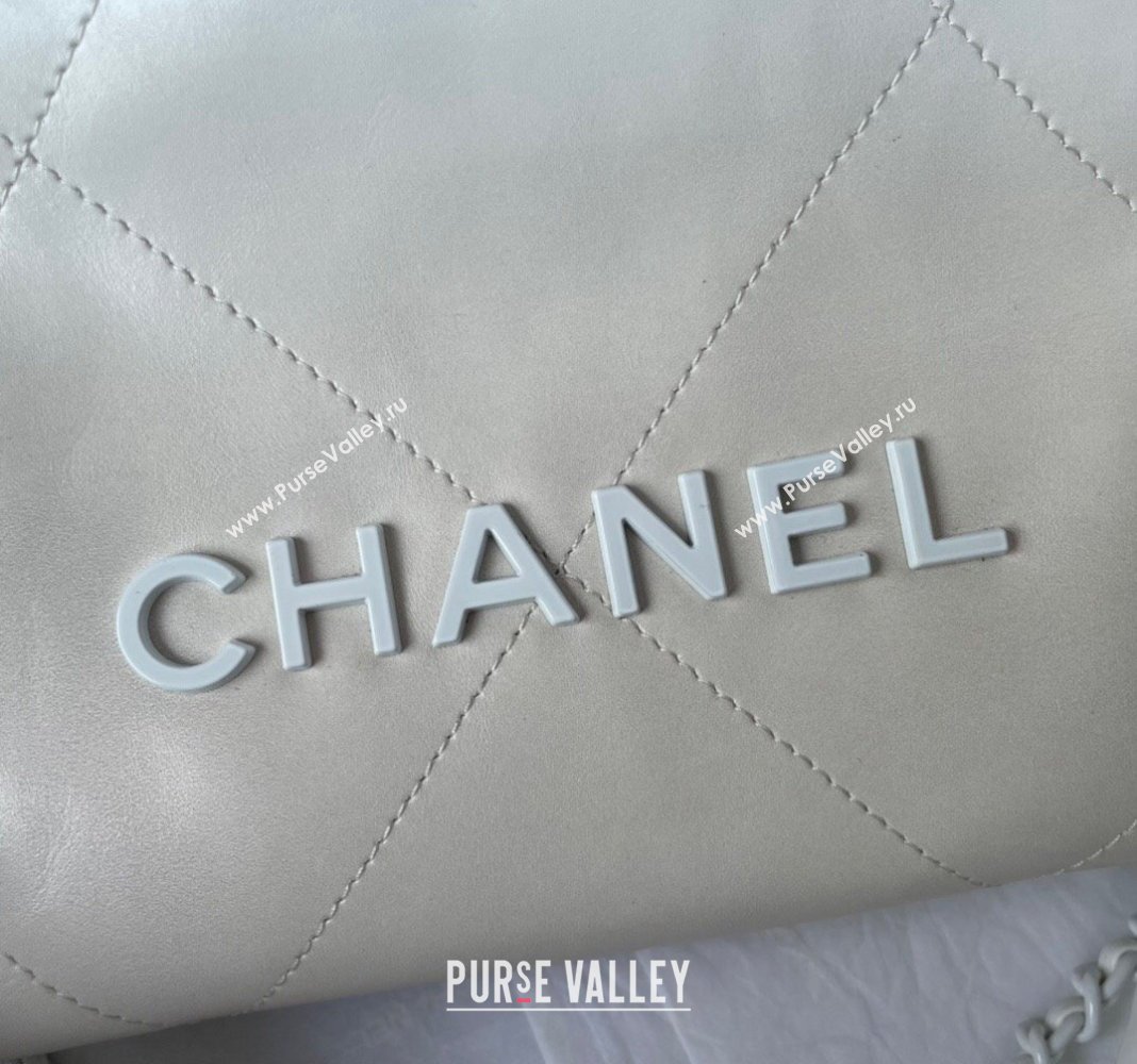 Chanel 22 Patent Gradient Calfskin Lacquered Metal Mini Shopping Bag AS3980 White/Light Grey 2024 (yezi-240517022)