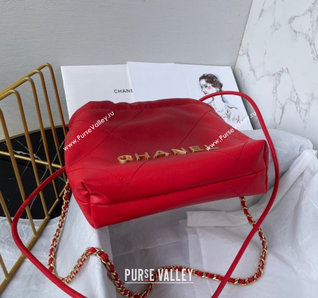Chanel 22 Shiny Calfskin Mini Shopping Bag AS3980 Red 2024 0517 (yezi-240517023)