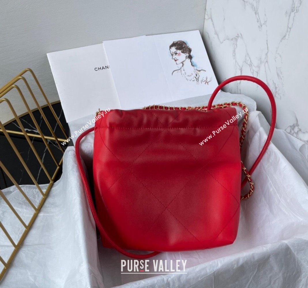 Chanel 22 Shiny Calfskin Mini Shopping Bag AS3980 Red 2024 0517 (yezi-240517023)