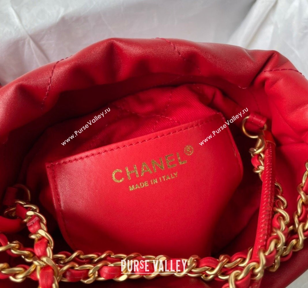 Chanel 22 Shiny Calfskin Mini Shopping Bag AS3980 Red 2024 0517 (yezi-240517023)