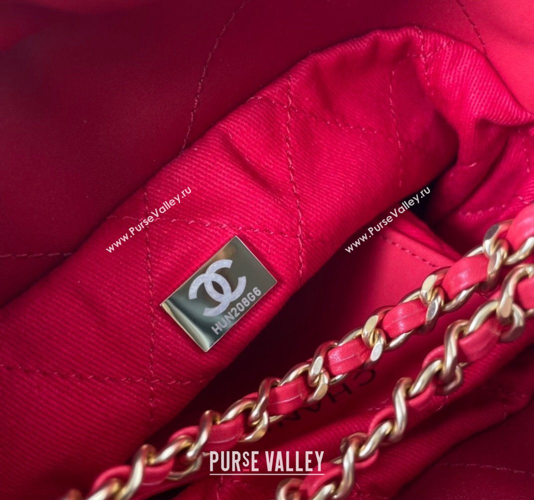 Chanel 22 Shiny Calfskin Mini Shopping Bag AS3980 Red 2024 0517 (yezi-240517023)