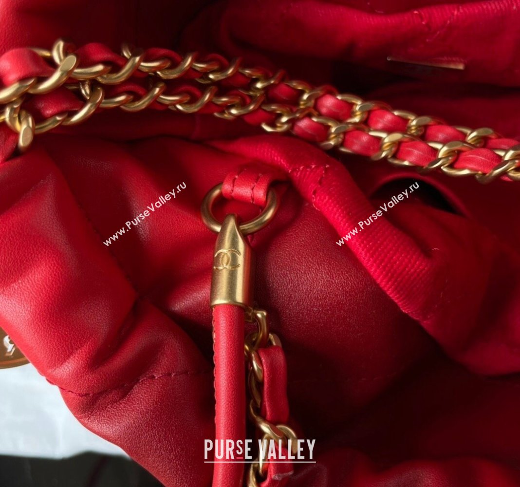 Chanel 22 Shiny Calfskin Mini Shopping Bag AS3980 Red 2024 0517 (yezi-240517023)