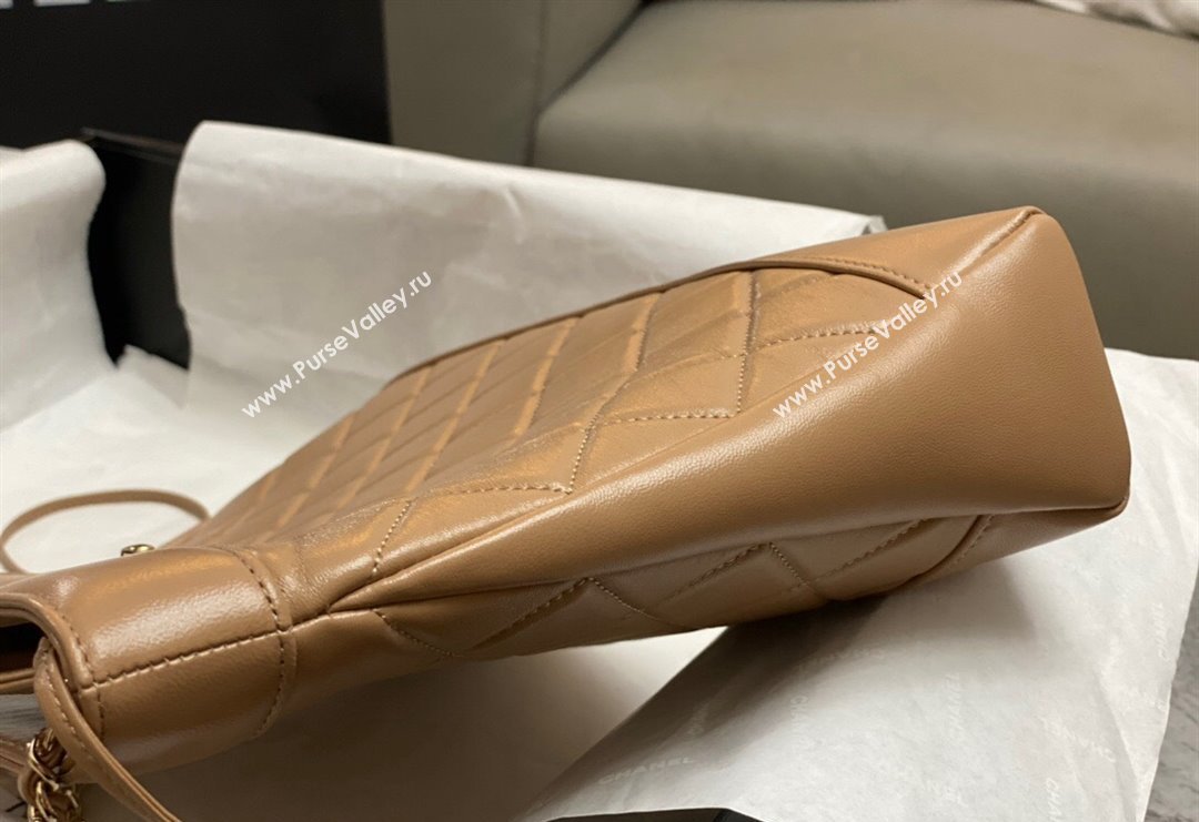 Chanel 31 Shiny Lambskin Small Shopping bag AS4853 Brown 2024 (yezi-240517055)