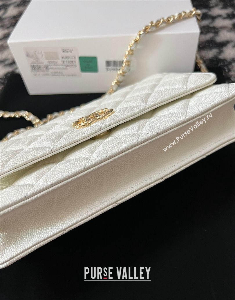 Chanel Grained Shiny Calfskin Wallet On Chain WOC AP3971 White 2024 (yezi-240518028)