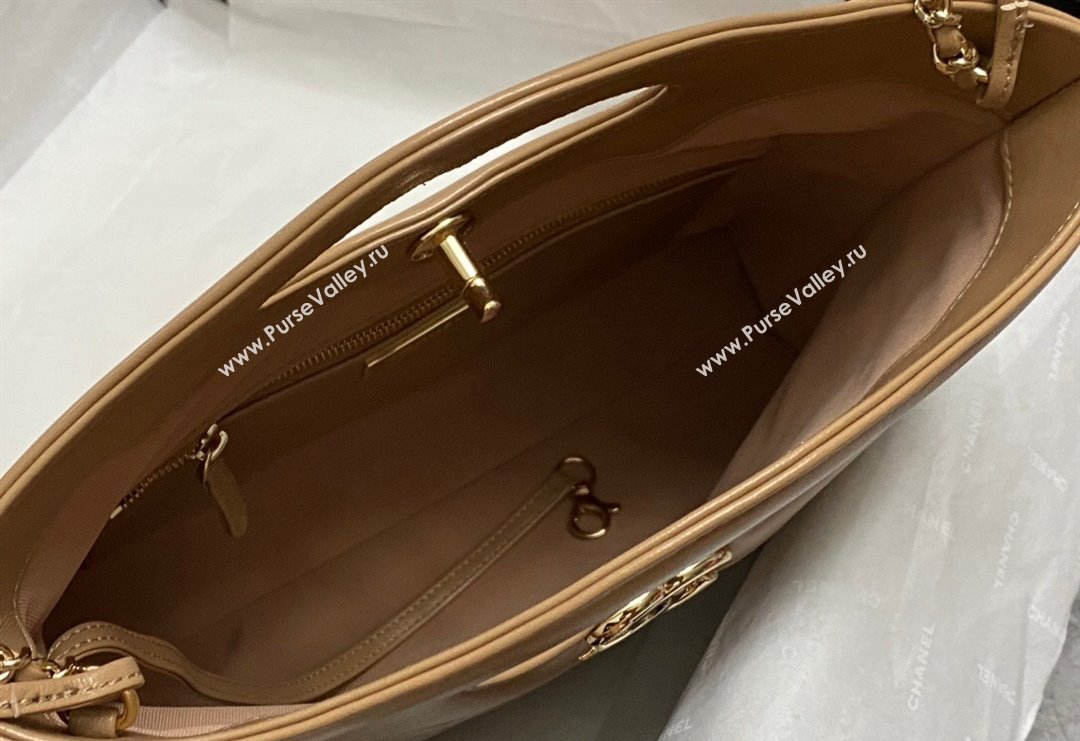 Chanel 31 Shiny Lambskin Small Shopping bag AS4853 Brown 2024 (yezi-240517055)