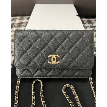Chanel Grained Shiny Calfskin Wallet On Chain WOC AP3971 Black 2024 (yezi-240518030)