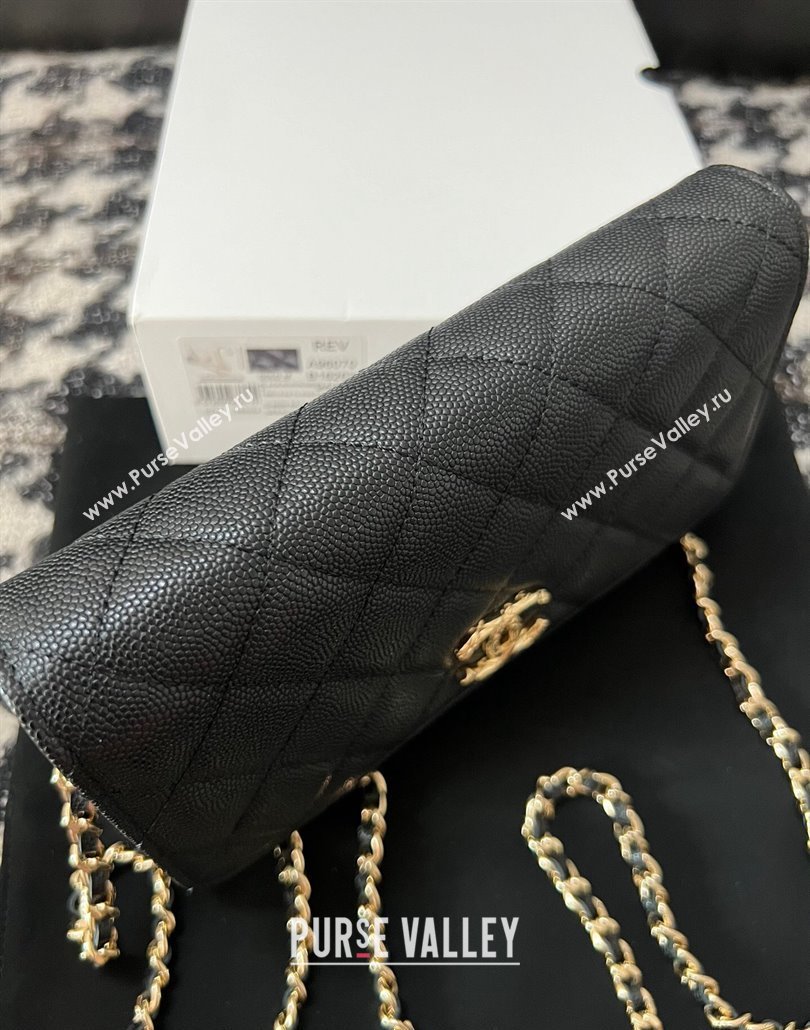 Chanel Grained Shiny Calfskin Wallet On Chain WOC AP3971 Black 2024 (yezi-240518030)