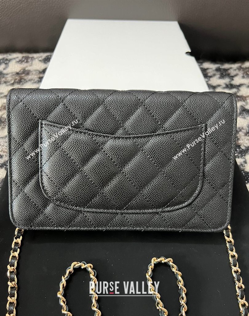 Chanel Grained Shiny Calfskin Wallet On Chain WOC AP3971 Black 2024 (yezi-240518030)