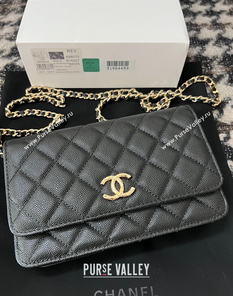 Chanel Grained Shiny Calfskin Wallet On Chain WOC AP3971 Black 2024 (yezi-240518030)