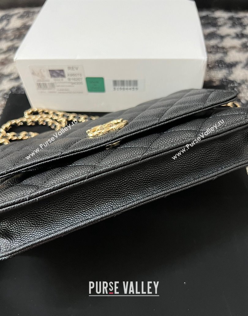 Chanel Grained Shiny Calfskin Wallet On Chain WOC AP3971 Black 2024 (yezi-240518030)