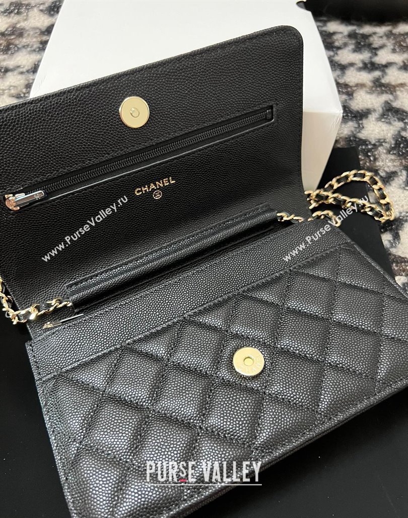 Chanel Grained Shiny Calfskin Wallet On Chain WOC AP3971 Black 2024 (yezi-240518030)
