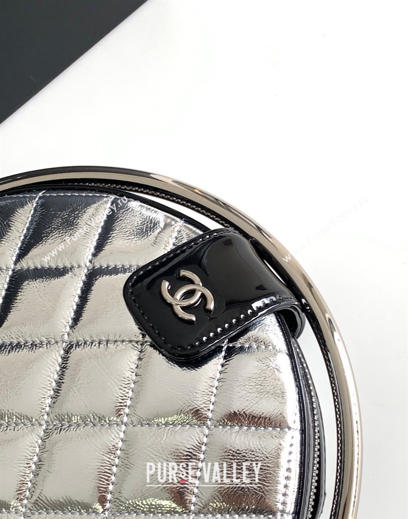 Chanel Tellurion Silver Calfskin Large Evening Bag with Chain 2024 (yezi-240517118)