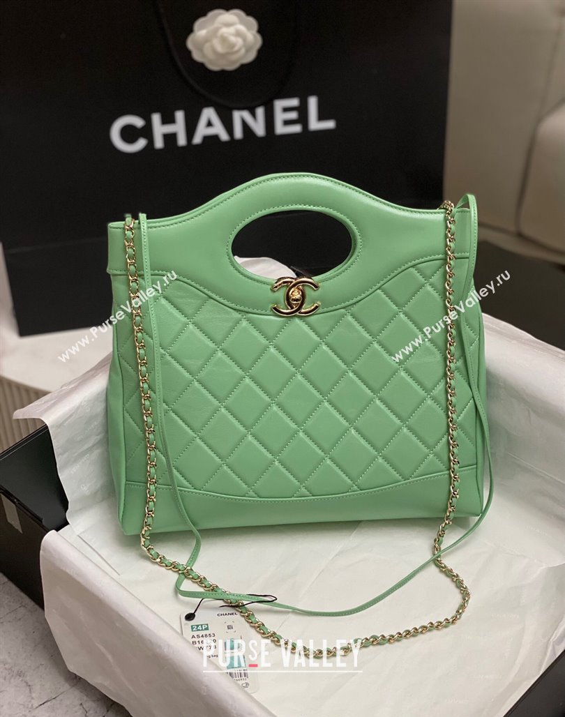 Chanel 31 Shiny Lambskin Small Shopping bag AS4853 Light Green 2024 (yezi-240517056)
