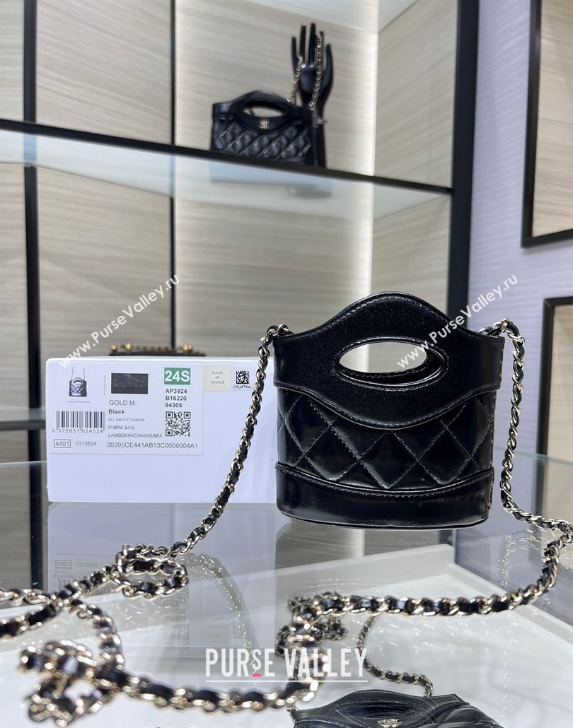 Chanel Shiny Lambskin Clutch with Chain AP3924 Black 2024 (yezi-240517077)