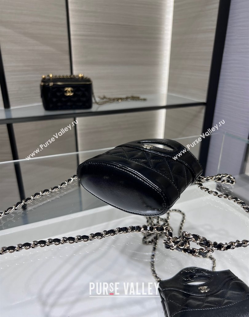 Chanel Shiny Lambskin Clutch with Chain AP3924 Black 2024 (yezi-240517077)