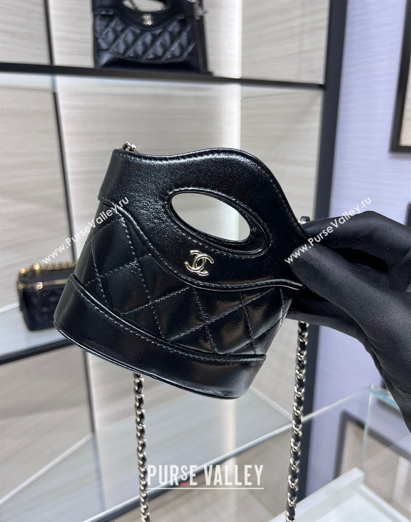 Chanel Shiny Lambskin Clutch with Chain AP3924 Black 2024 (yezi-240517077)