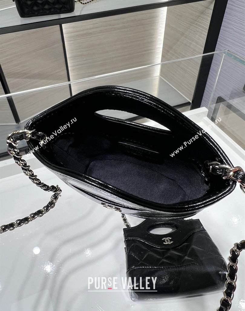 Chanel Shiny Lambskin Clutch with Chain AP3924 Black 2024 (yezi-240517077)
