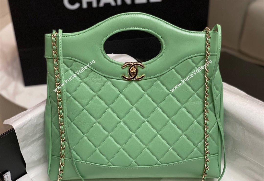 Chanel 31 Shiny Lambskin Small Shopping bag AS4853 Light Green 2024 (yezi-240517056)