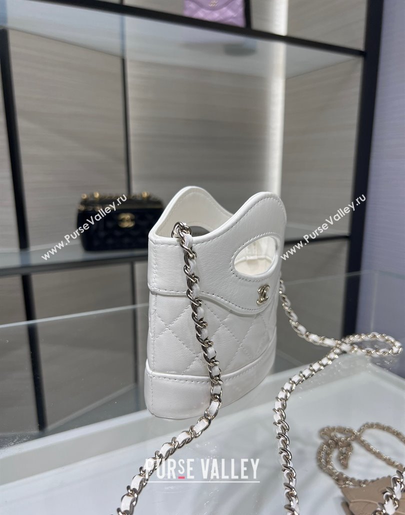 Chanel Shiny Lambskin Clutch with Chain AP3924 White 2024 (yezi-240517078)