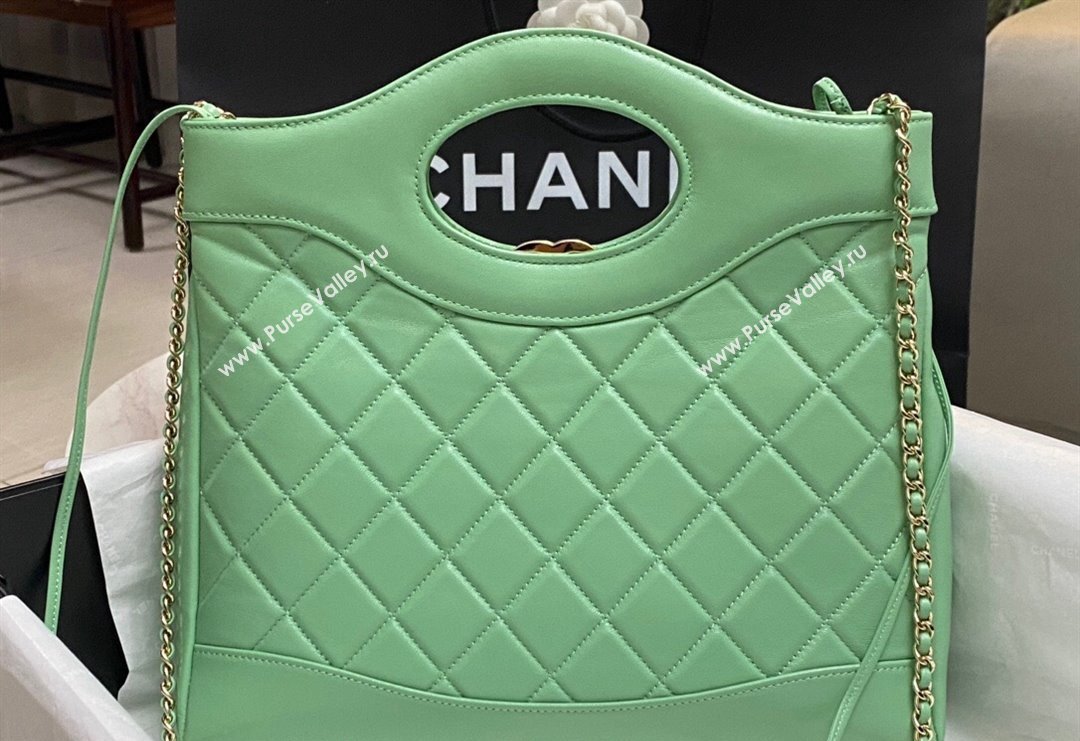 Chanel 31 Shiny Lambskin Small Shopping bag AS4853 Light Green 2024 (yezi-240517056)
