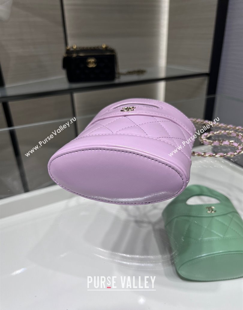 Chanel Shiny Lambskin Clutch with Chain AP3924 Light Purple 2024 (yezi-240517081)