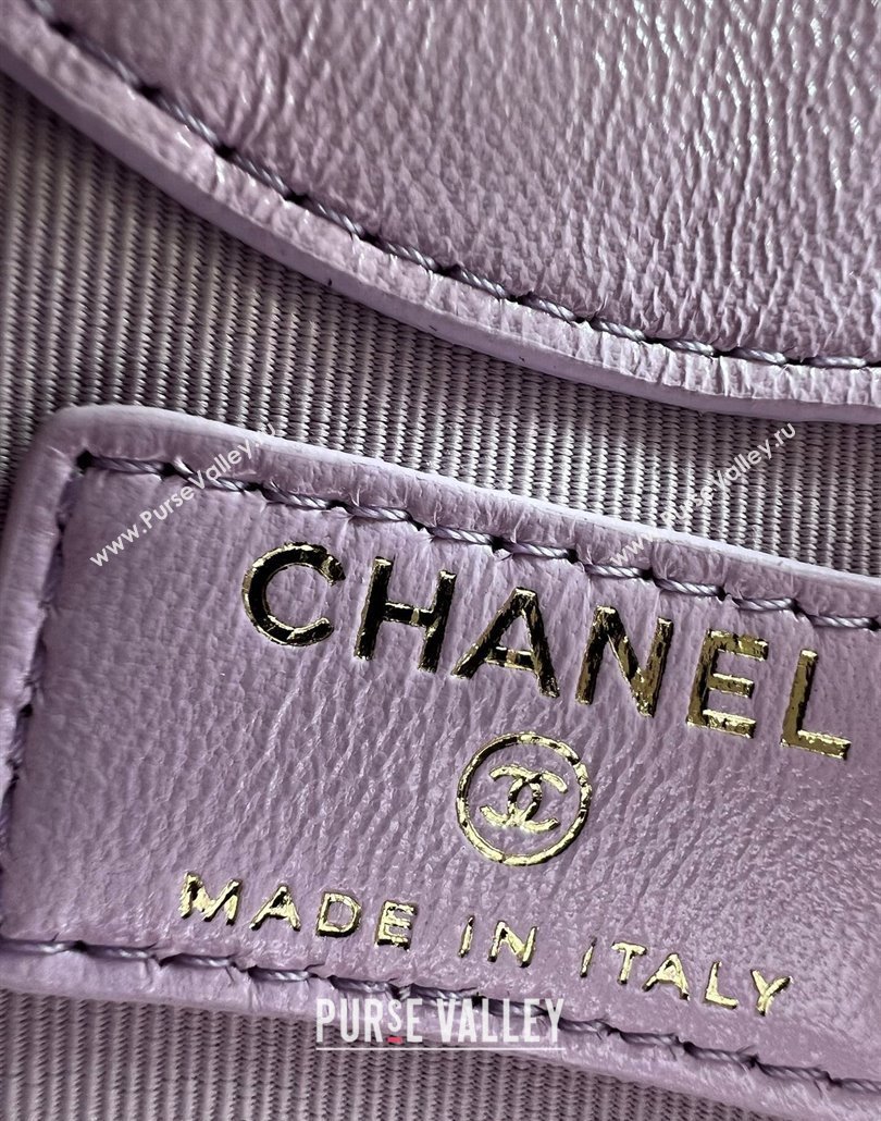 Chanel Shiny Lambskin Clutch with Chain AP3924 Light Purple 2024 (yezi-240517081)