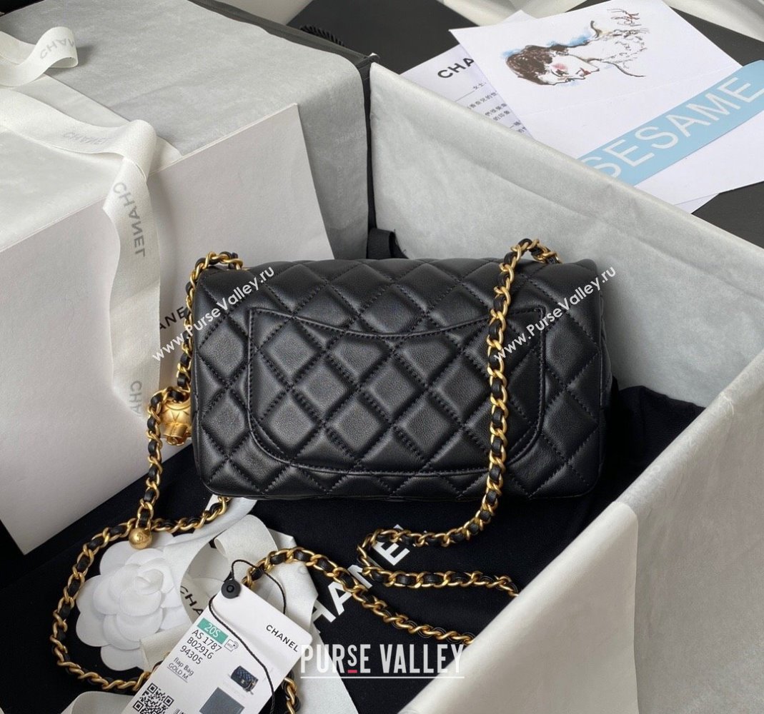 Chanel Lambskin Small Flap Bag with Gold-Tone Metal Ball AS1787 Black 2024 (yezi-240517111)