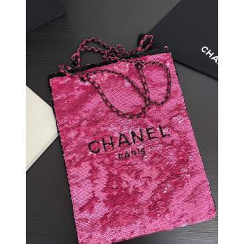 Chanel Sequins Black Metal Shopping bag AS4856 Dark Pink/Black 2024 (yezi-240517131)