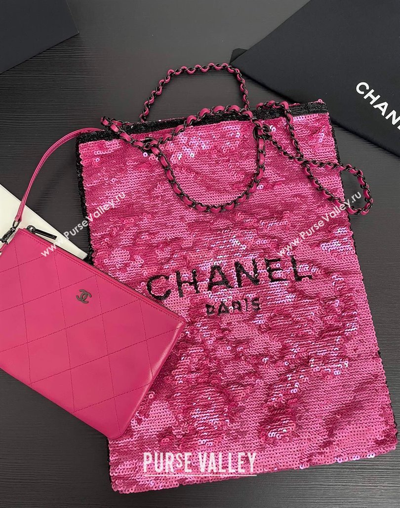 Chanel Sequins Black Metal Shopping bag AS4856 Dark Pink/Black 2024 (yezi-240517131)