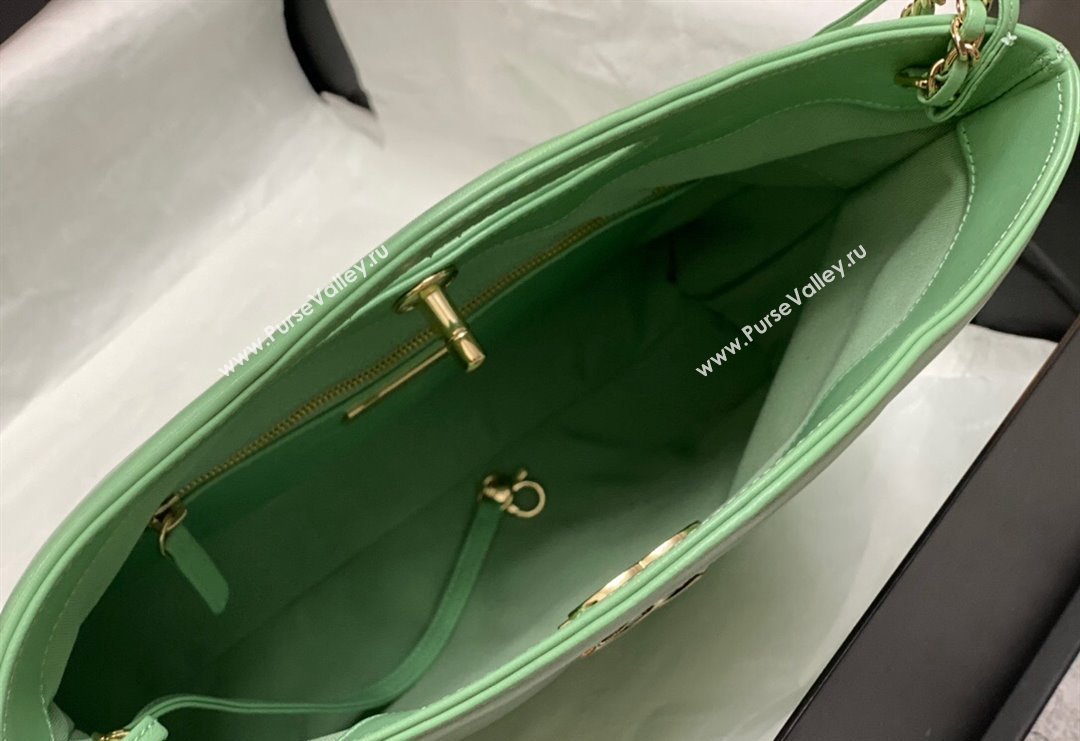 Chanel 31 Shiny Lambskin Small Shopping bag AS4853 Light Green 2024 (yezi-240517056)