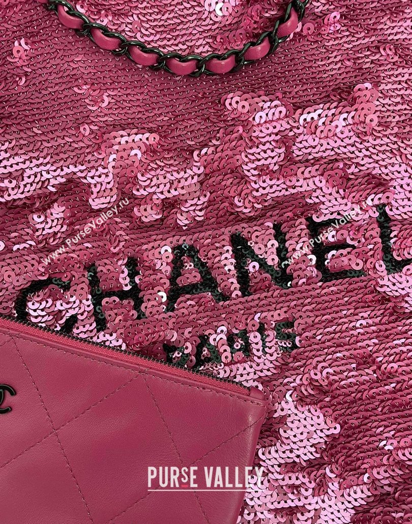 Chanel Sequins Black Metal Shopping bag AS4856 Dark Pink/Black 2024 (yezi-240517131)