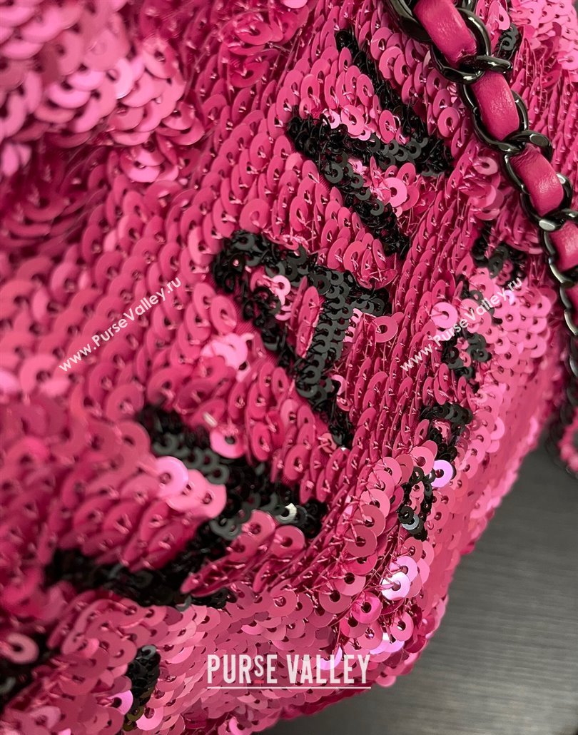 Chanel Sequins Black Metal Shopping bag AS4856 Dark Pink/Black 2024 (yezi-240517131)