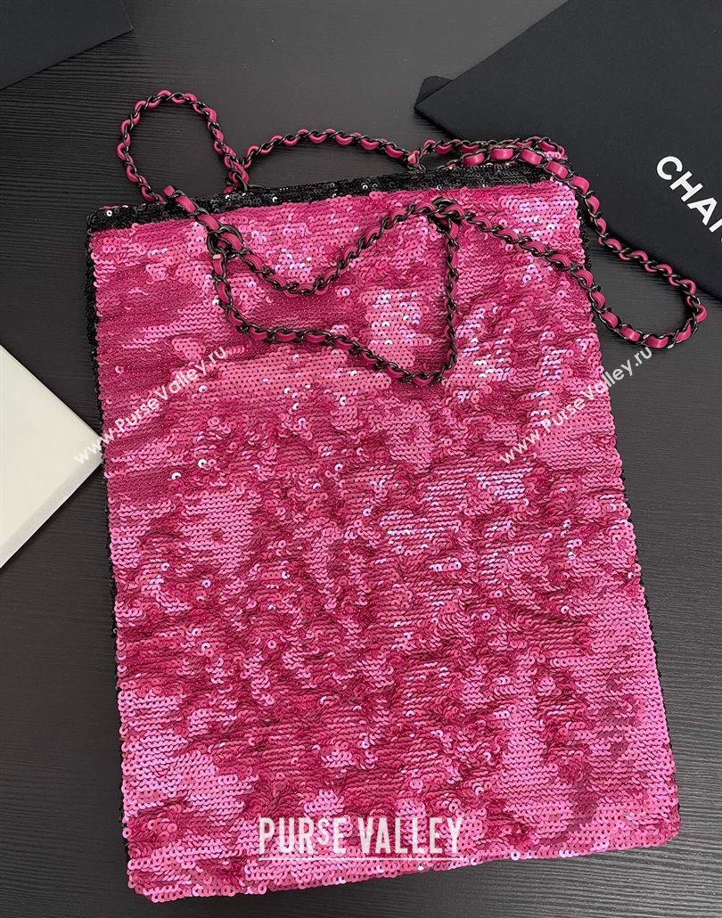 Chanel Sequins Black Metal Shopping bag AS4856 Dark Pink/Black 2024 (yezi-240517131)