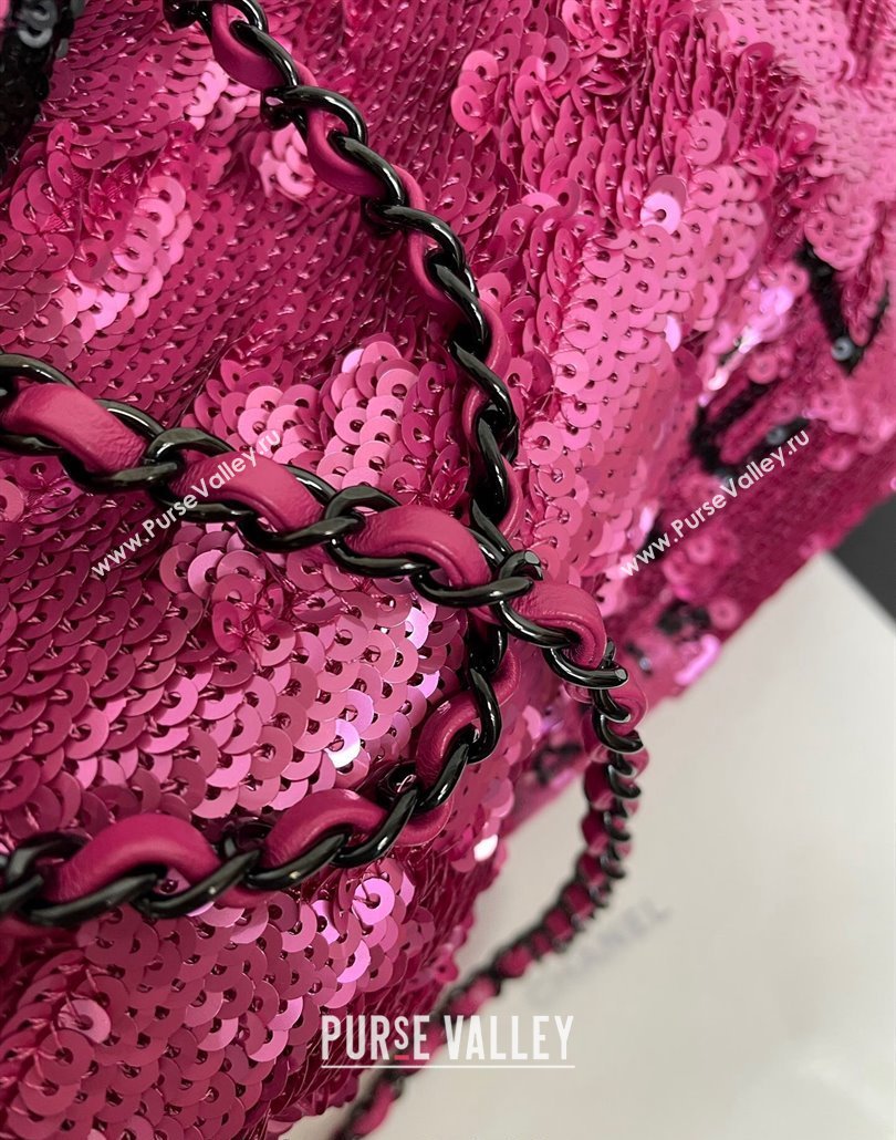 Chanel Sequins Black Metal Shopping bag AS4856 Dark Pink/Black 2024 (yezi-240517131)
