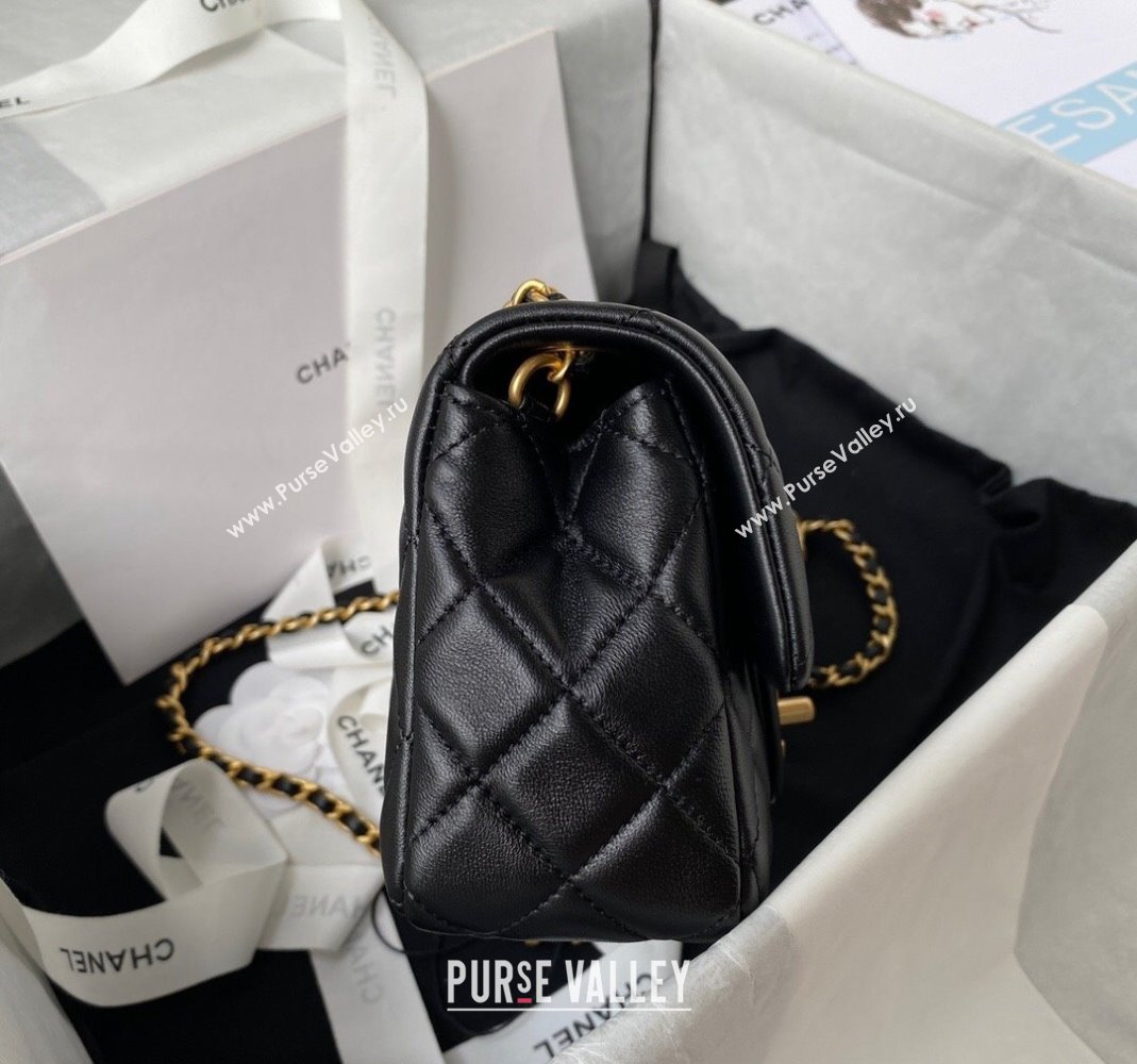 Chanel Lambskin Small Flap Bag with Gold-Tone Metal Ball AS1787 Black 2024 (yezi-240517111)