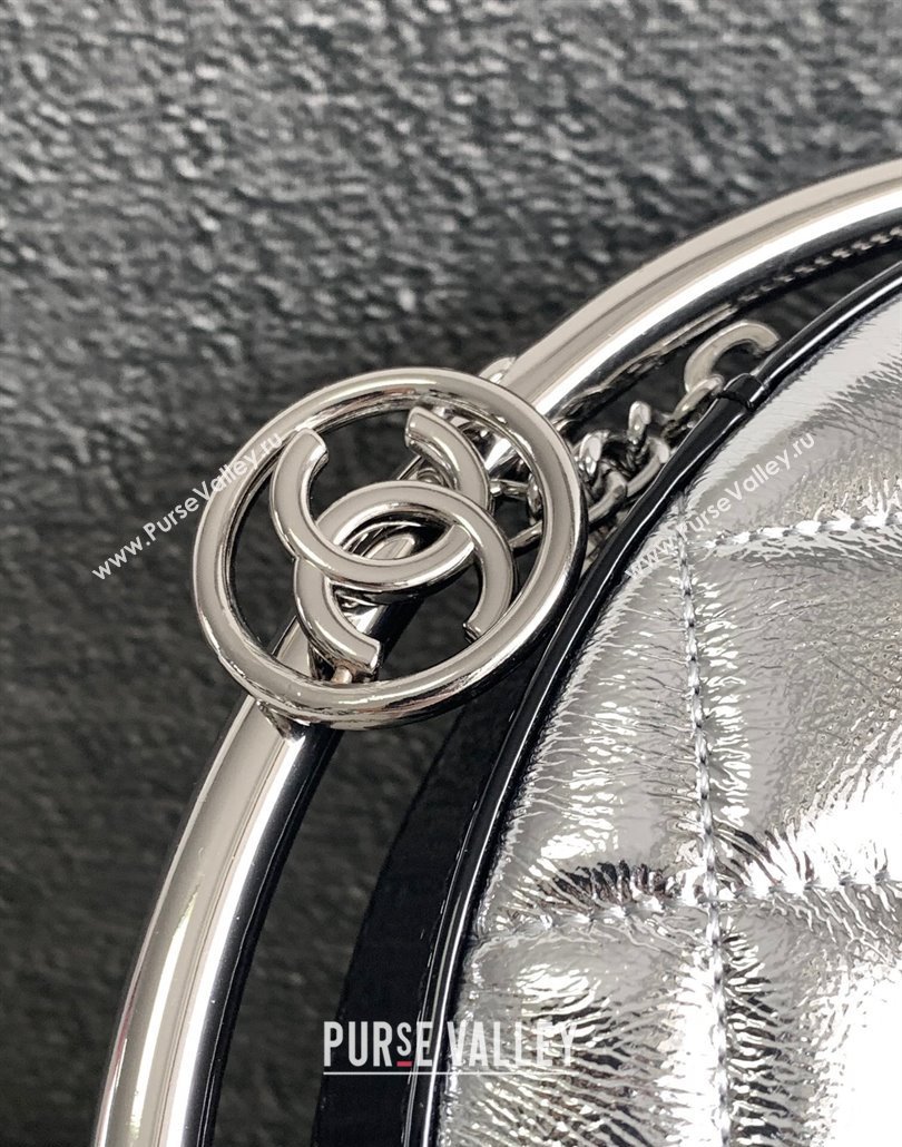 Chanel Tellurion Silver Calfskin Large Evening Bag with Chain 2024 (yezi-240517118)