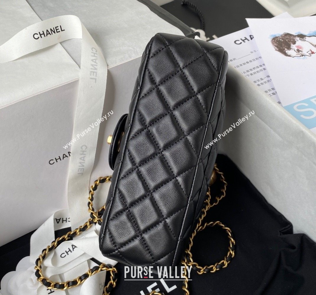Chanel Lambskin Small Flap Bag with Gold-Tone Metal Ball AS1787 Black 2024 (yezi-240517111)