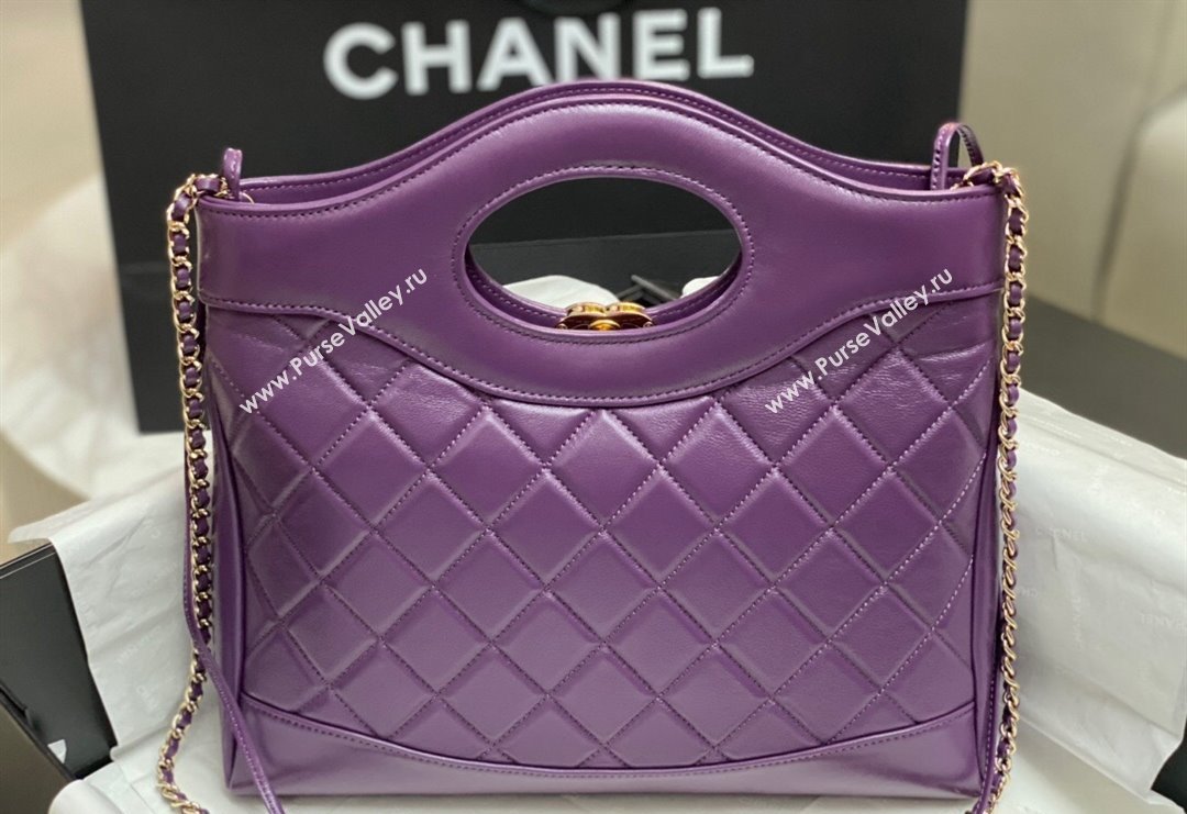 Chanel 31 Shiny Lambskin Small Shopping bag AS4853 Dark Purple 2024 (yezi-240517057)