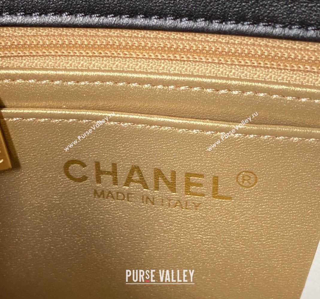 Chanel Lambskin Small Flap Bag with Gold-Tone Metal Ball AS1787 Black 2024 (yezi-240517111)