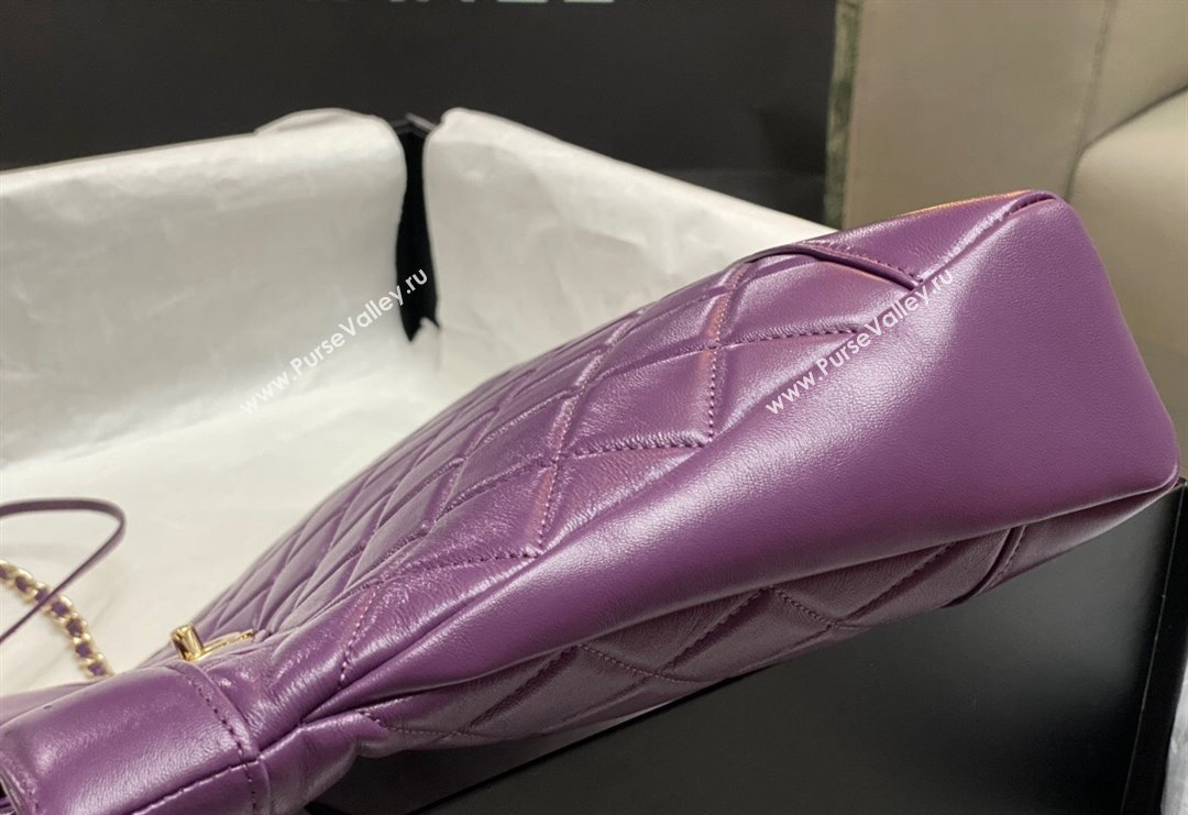 Chanel 31 Shiny Lambskin Small Shopping bag AS4853 Dark Purple 2024 (yezi-240517057)