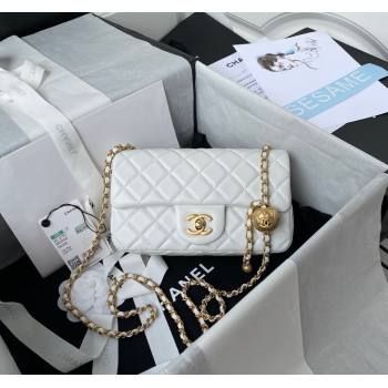 Chanel Lambskin Small Flap Bag with Gold-Tone Metal Ball AS1787 White 2024 (yezi-240517112)