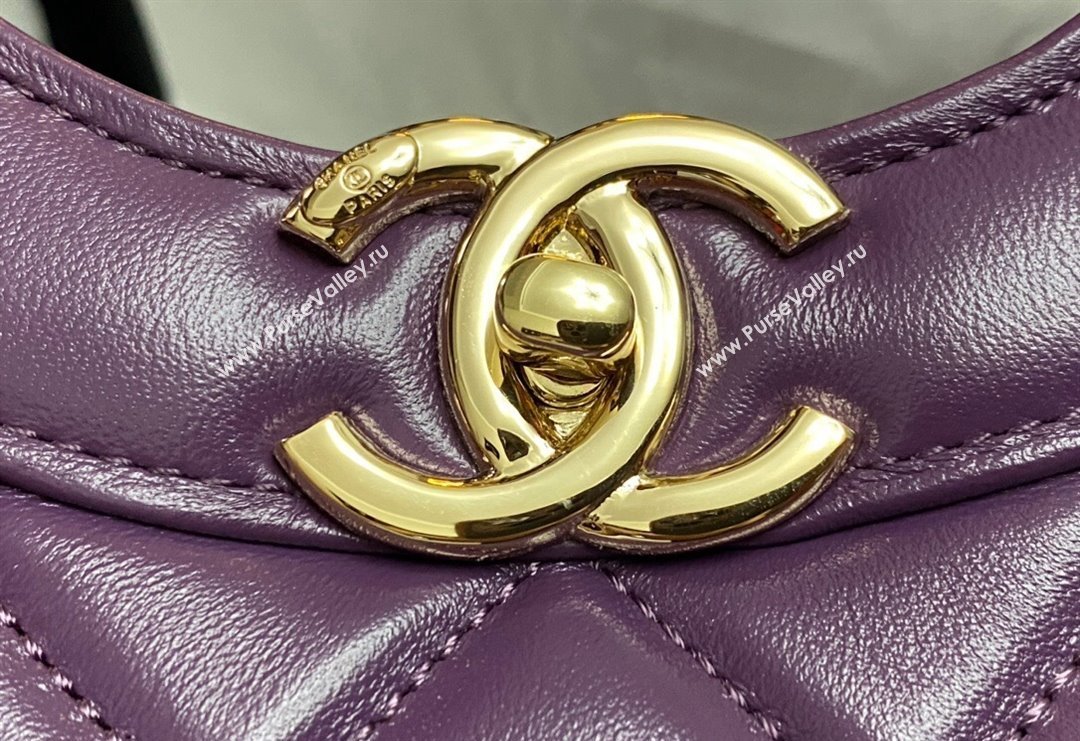 Chanel 31 Shiny Lambskin Small Shopping bag AS4853 Dark Purple 2024 (yezi-240517057)