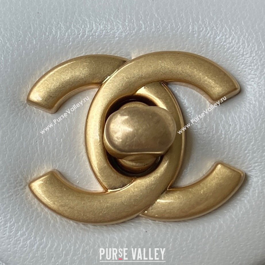 Chanel Lambskin Small Flap Bag with Gold-Tone Metal Ball AS1787 White 2024 (yezi-240517112)